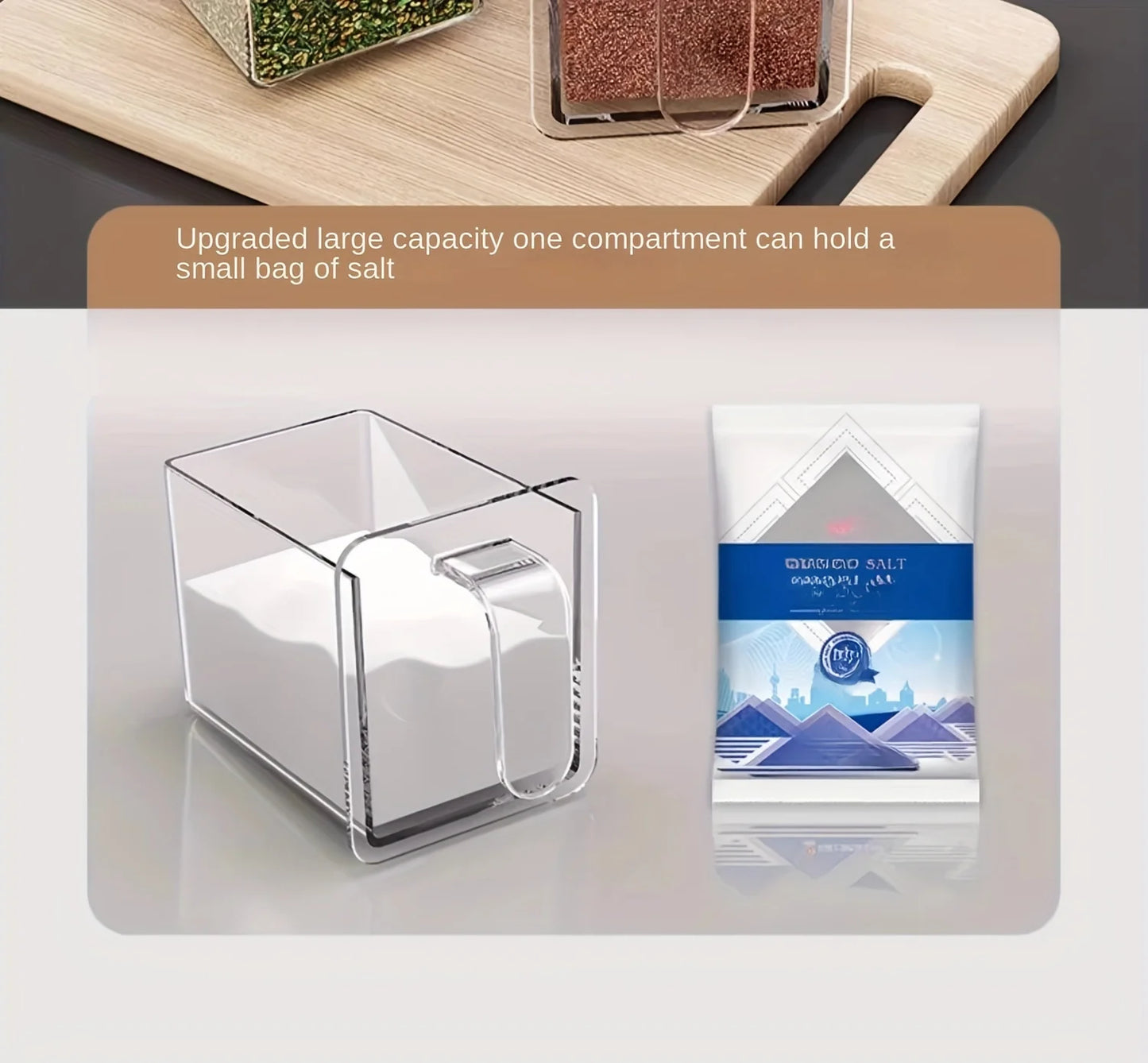 Wall mounted kitchen spice rack storage set without drilling, with sealed containers and distributors, suitable for home use