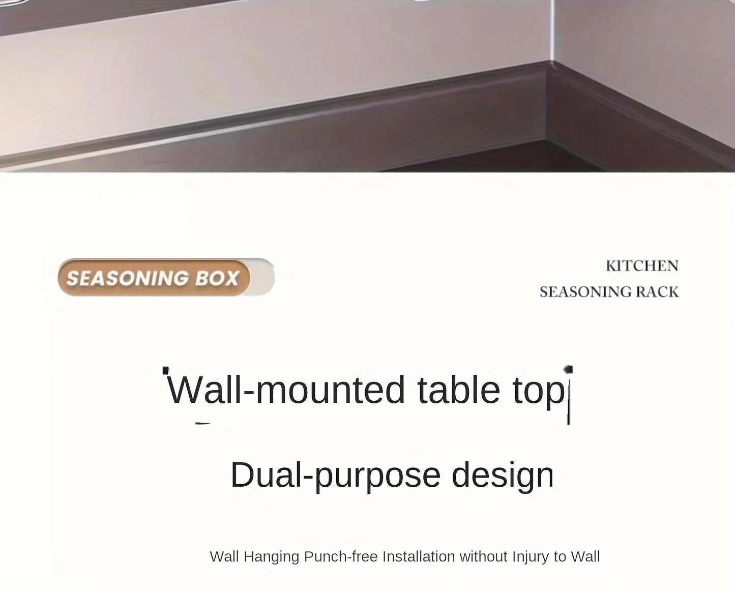 Wall mounted kitchen spice rack storage set without drilling, with sealed containers and distributors, suitable for home use
