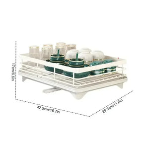 Bowl Rack - 2 Tier Dish Drainer Storage Adjustable Space Saving Kitchen Utensil Organizer for Plates Cups Cutlery