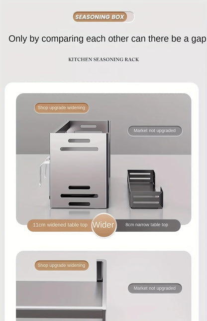 Wall mounted kitchen spice rack storage set without drilling, with sealed containers and distributors, suitable for home use